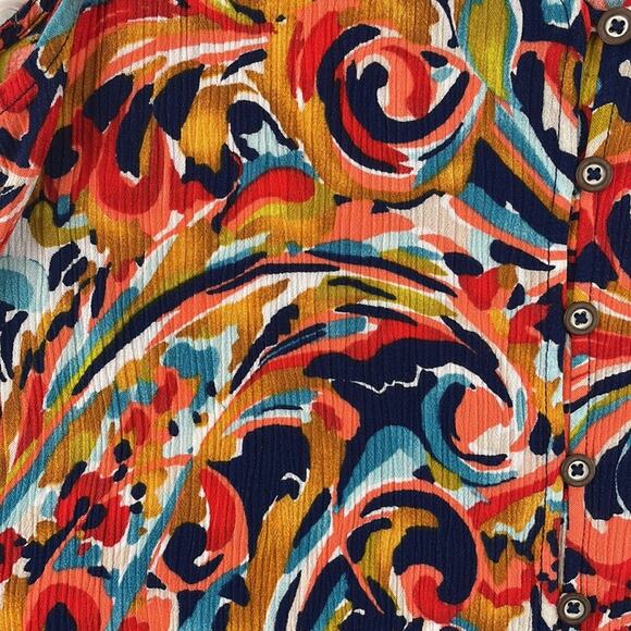 LIZ CLAIBORNE paisley print sleeveless, button front, high low dress. Size PM - Picture 4 of 8